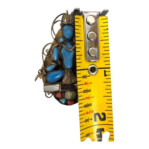 Vintage Turquoise and Gold Goddess Pendant - Picture 3 of 3